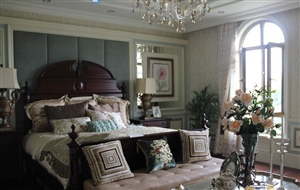 金隅江城府排屋样板房-二楼主卧套间