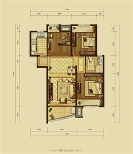 晴湾T90精致生活户型图3室2厅1卫 89.00㎡